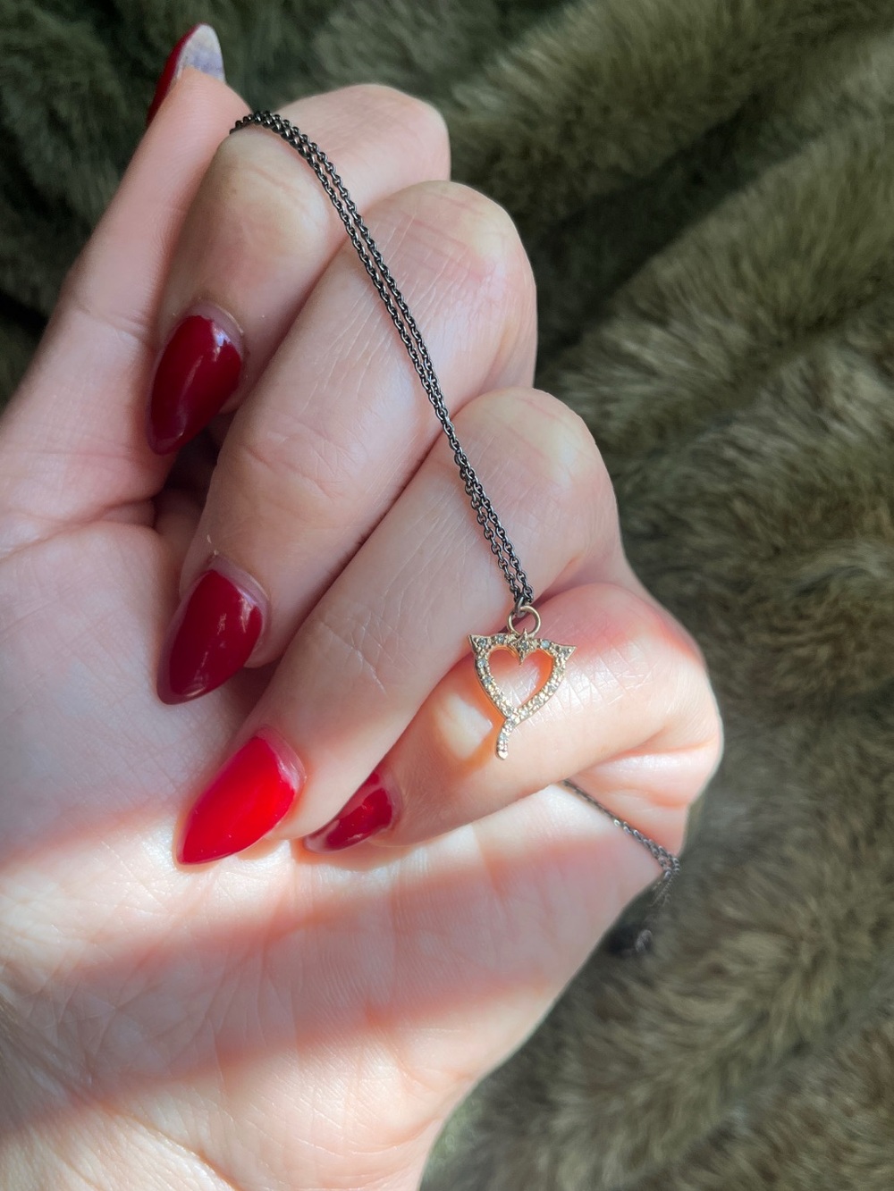Armenta ‘LOVE’ Delicate Heart Pendant Necklace in Silver and Yellow Gold